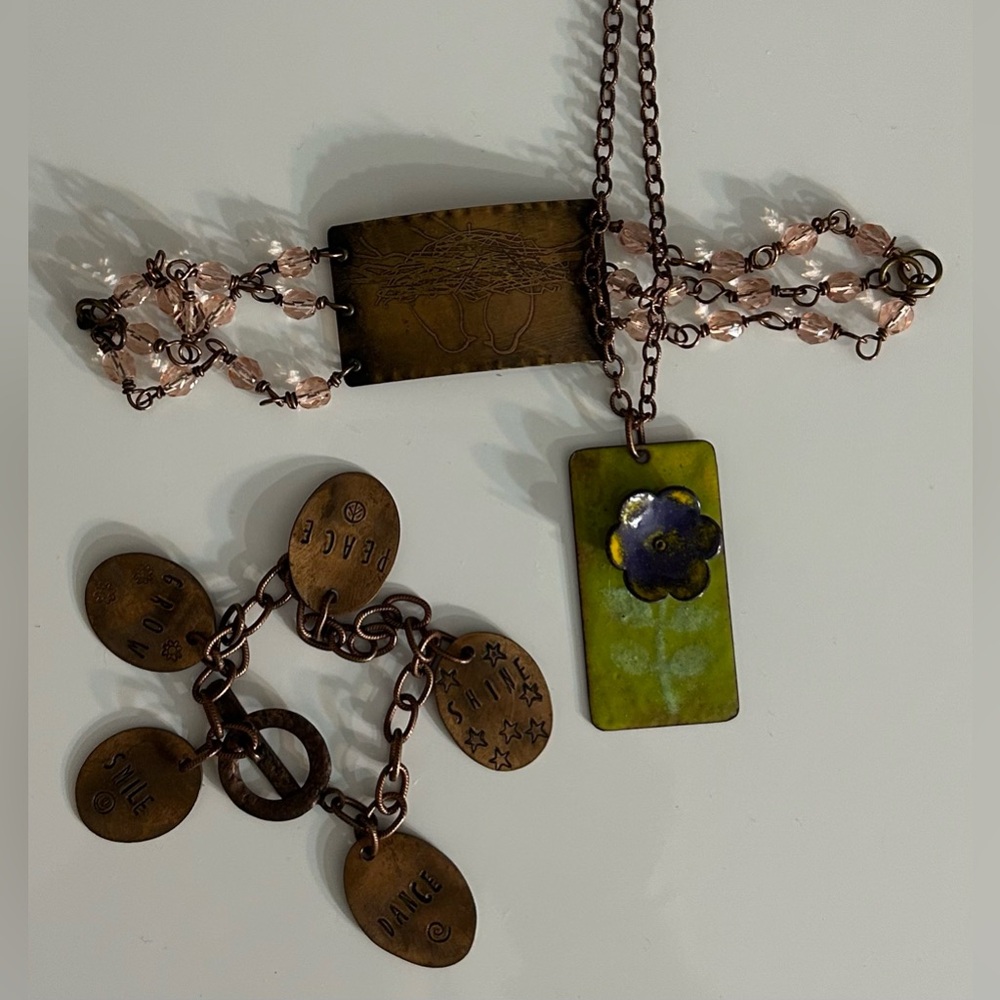 Copper work handmade bracelet and necklaces